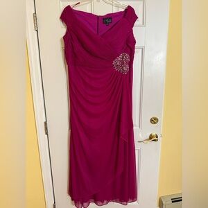 Alex Evenings One Shoulder Fuchsia Dress